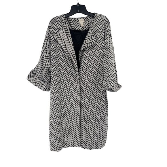 Chicos 3 Womens jacquard Chevron knit  Jacket Size XL pockets - Picture 2 of 7